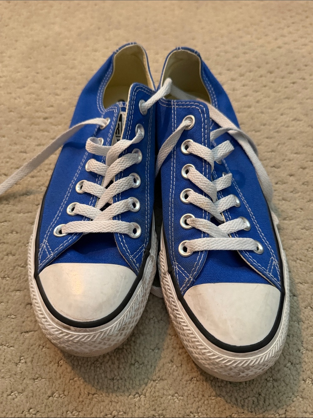 Blue Low-Top Canvas Sneakers with White Laces